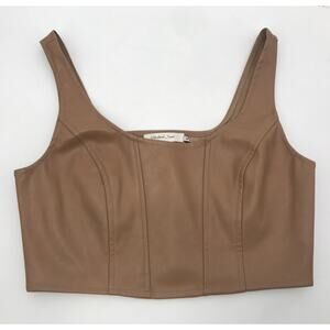 Mustard Seed Tan Faux Leather Sleeveless Crop Top Size M
